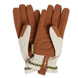 Collector range women's gardening gloves, olive green stripe, by Burgon & Ball