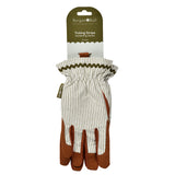 Collector range women's gardening gloves, olive green stripe, by Burgon & Ball