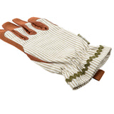 Collector range women's gardening gloves, olive green stripe, by Burgon & Ball