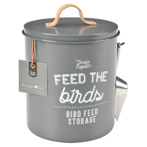 Burgon & Ball 'Feed the Birds' bird food tin - charcoal