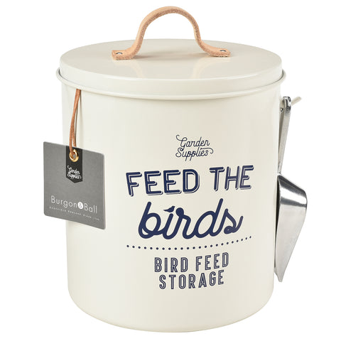 Burgon & Ball 'Feed the Birds' bird food tin - stone