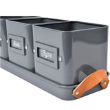 3 herb pots in a leather handled tray, by Burgon & Ball