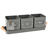 3 herb pots in a leather handled tray, by Burgon & Ball