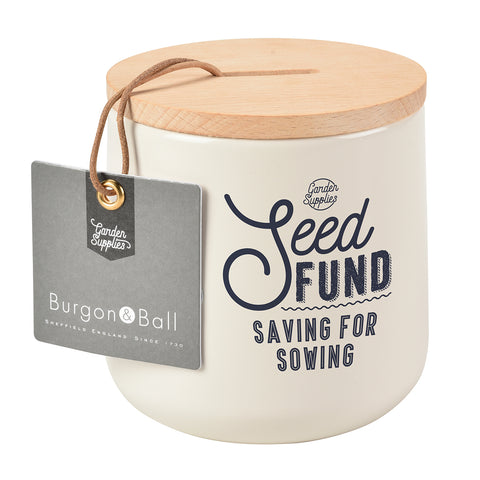 'Seed Fund' money box by Burgon & Ball, stone colour