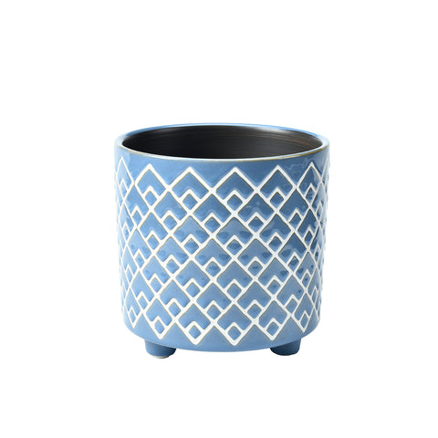 Bilbao indoor plant pot, large blue, by Burgon & Ball