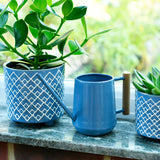 Bilbao indoor plant pot, large blue, by Burgon & Ball