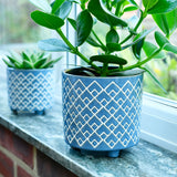 Bilbao indoor plant pot, large blue, by Burgon & Ball