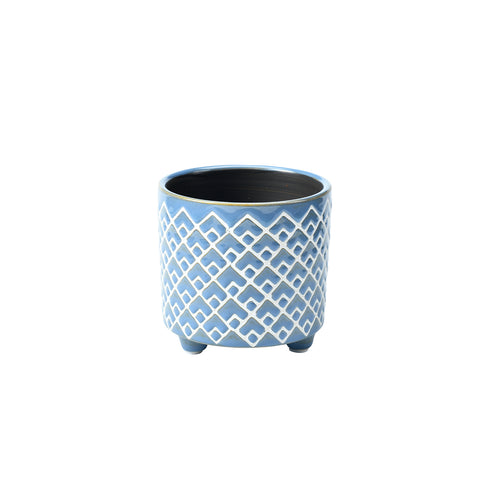 Bilbao indoor plant pot, small blue, by Burgon & Ball