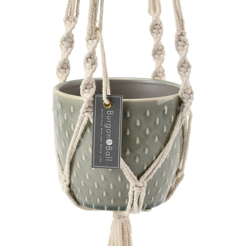 Macramé hanging plant pot by Burgon & Ball, indoor plant pot