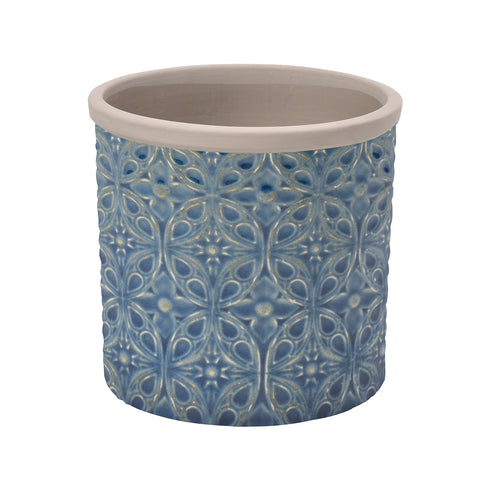 Porto dark blue glazed indoor plant pot by Burgon & Ball (small)