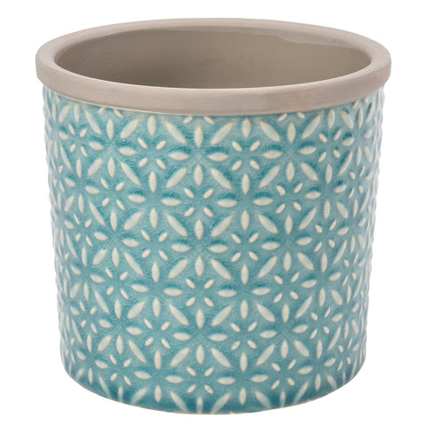 Tuscany blue glazed indoor plant pot, large, by Burgon & Ball