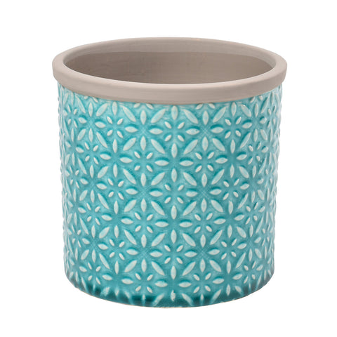 Tuscany blue glazed indoor plant pot, small, by Burgon & Ball