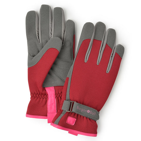 'Love The Glove' women's gardening glove, Berry design, size Medium-Large, by Burgon & Ball