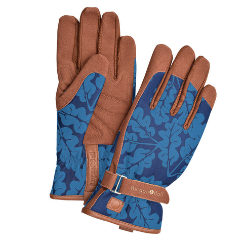 'Love The Glove' Oak Leaf ladies' gardening glove in Navy, size Small-Medium, by Burgon & Ball