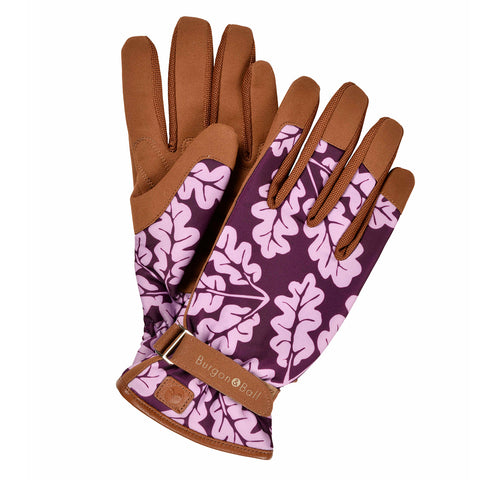 Love The Glove 'Oak Leaf' women's gardening glove in Plum, size medium-large, by Burgon & Ball