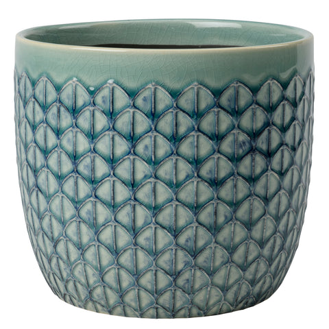 18cm plant pot Collector Glazed Pot, Green Geo – 18cm