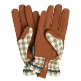 Collector range women's gardening gloves, olive green check, by Burgon & Ball