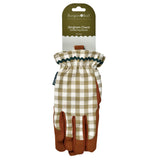 Collector range women's gardening gloves, olive green check, by Burgon & Ball