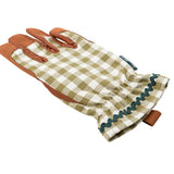 Collector range women's gardening gloves, olive green check, by Burgon & Ball