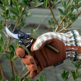 Collector range women's gardening gloves, olive green check, by Burgon & Ball