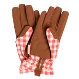 Collector range women's gardening gloves, red check, by Burgon & Ball