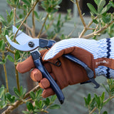 Collector range women's gardening gloves, blue stripe, by Burgon & Ball