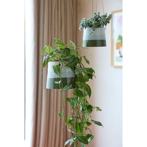 blue hanging plant pot Collector Hanging Pot, Blue/Green – 9.5cm
