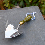 Planting Trowel, heart-shaped trowel, olive green, Collector range, by Burgon & Ball