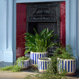 Collector Glazed Pots, Blue Stripe, by Burgon & Ball