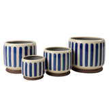Collector Glazed Pots, Blue Stripe, by Burgon & Ball