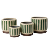 Collector Glazed Pot, Green Stripe, 10cm, by Burgon & Ball