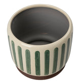 Collector Glazed Pot, Green Stripe, 18cm, by Burgon & Ball