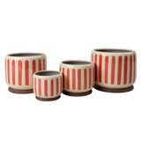 Collector Glazed Pot, Red Stripe, 10cm, by Burgon & Ball