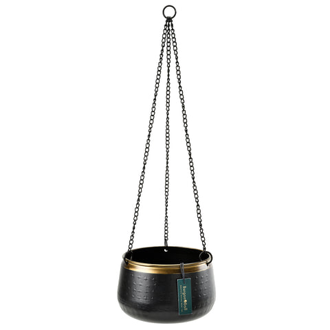 hammered metal hanging planter Sahara Sunset Metal Hanging Pot