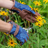Love The Glove 'Oak Leaf' gardening gloves and Kneelo kneeler bundle, navy, by Burgon & Ball