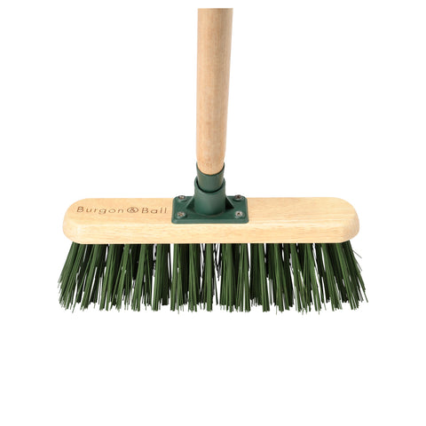 RHS-endorsed 12-inch garden brush with stiff PVC bristles, by Burgon & Ball