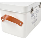 Seed packet storage tin with leather handles by Burgon & Ball - stone