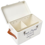 Seed packet storage tin with leather handles by Burgon & Ball - stone