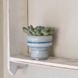 Florence glazed indoor plant pot, succulent plant pot, blue, by Burgon & Ball 