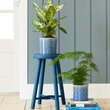 Porto dark blue glazed indoor plant pot by Burgon & Ball (large)