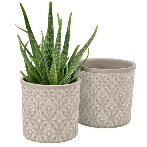 glazed indoor plant pots Porto Grey Glazed Pot