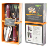 RHS Gifts for Gardeners Passiflora gift-boxed trowel and fork set by Burgon & Ball