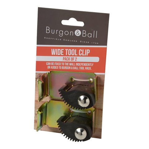 Pack of 2 wide tool clips for Burgon & Ball universal tool rack